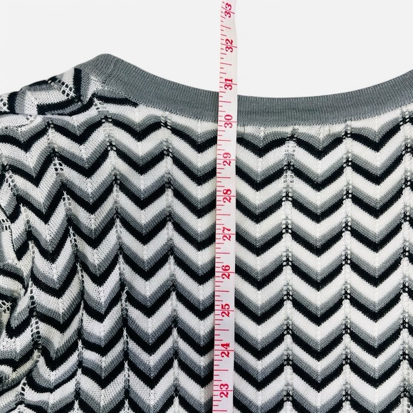 Sarah Spencer Cardigan Womens Plus Sz 2X Blue Gray Chevron 3/4 sleeve Open Front - Picture 8 of 9